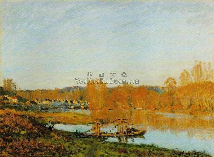 Autumn - Banks of the Seine near Bougival - 阿尔弗莱德·西斯莱